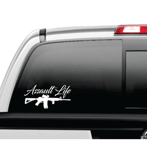 Assault Life AR-15 Rifle White Decal
